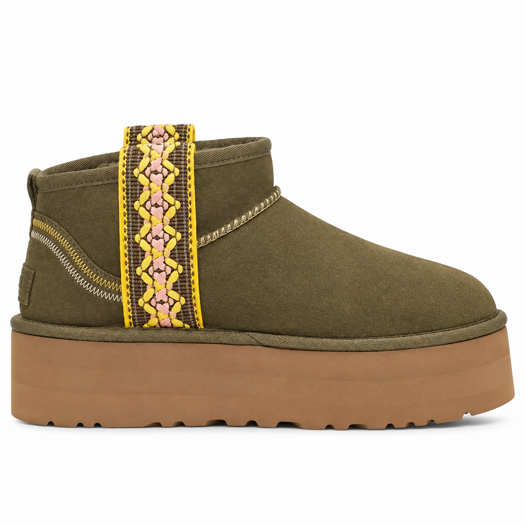 UGG Classic Ultra Mini Platform Braid Olive, čizme, slika 2