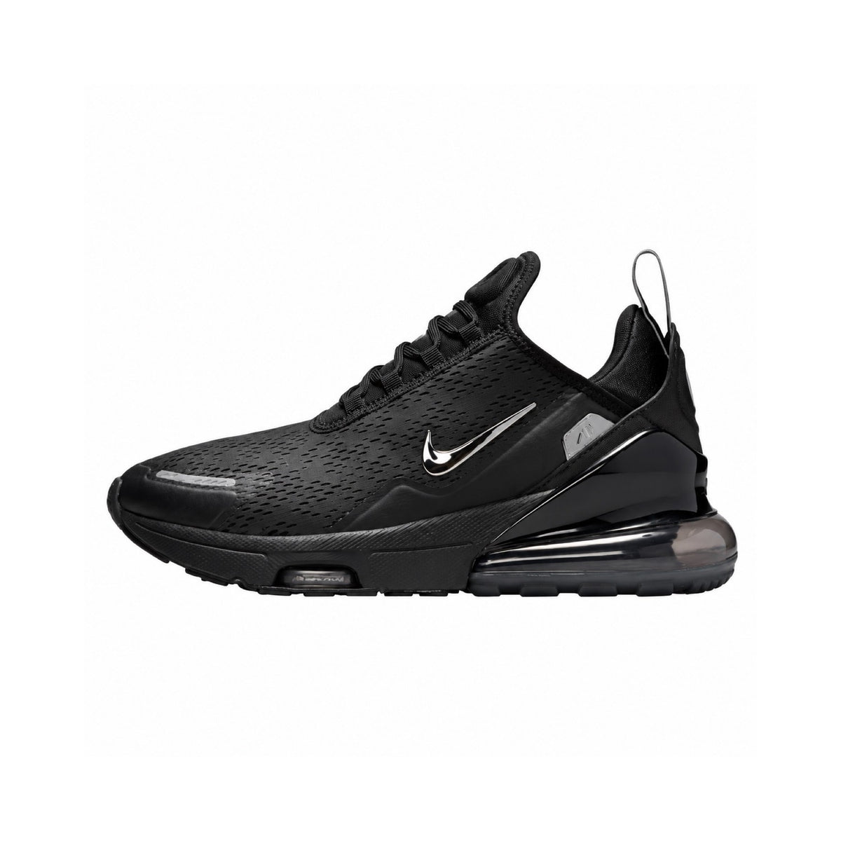 Nike Air Max 270 Premium Black / Silver – bočni prikaz na bijeloj pozadini