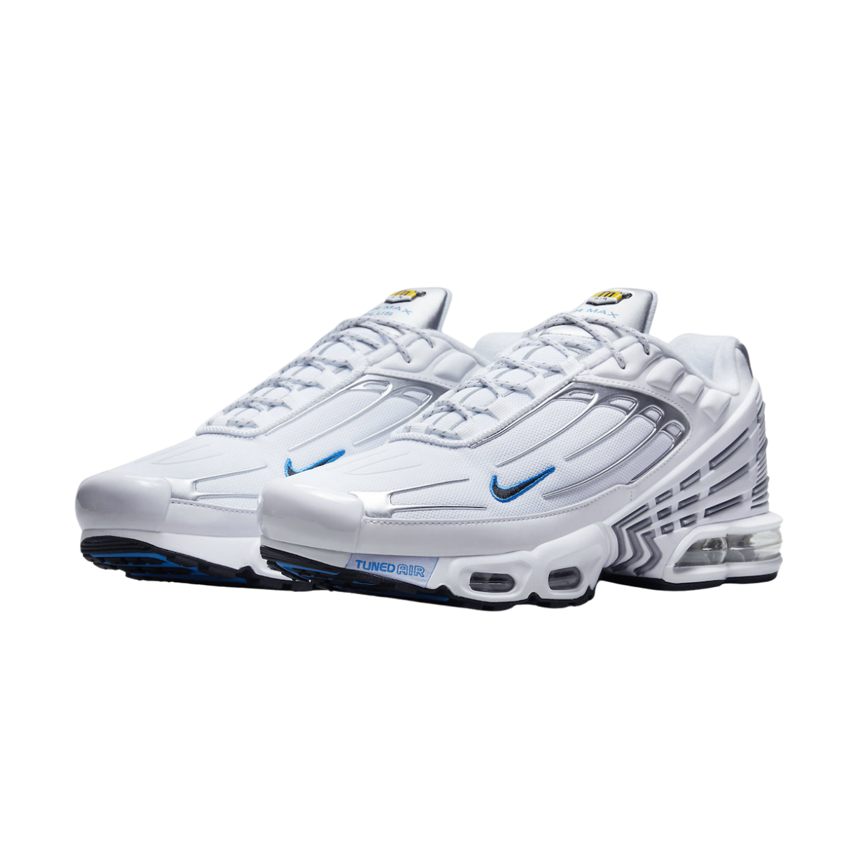 Nike Air Max Plus White Silver Blue pair