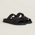 Hermes "Black Leather Chypre Sandals"